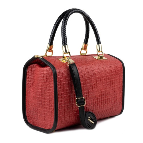Geanta piele rosie impletita GF1373