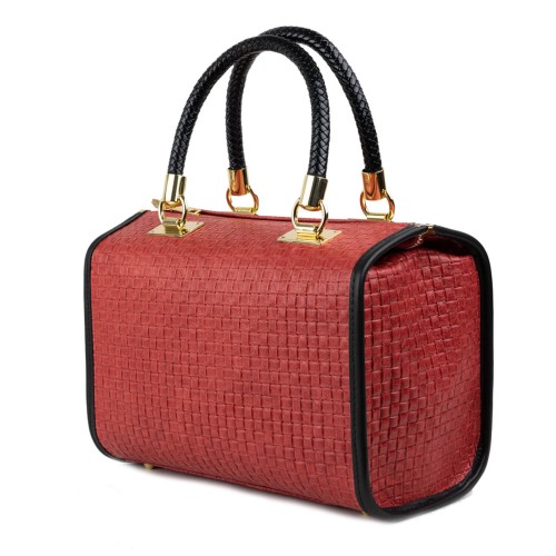 Geanta piele rosie impletita GF1373