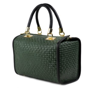 Geanta piele verde impletita GF1374