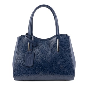 Geanta piele bleumarin imprimeu GF1379