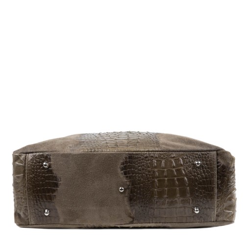 Geanta piele taupe cu imprimeu GF1459