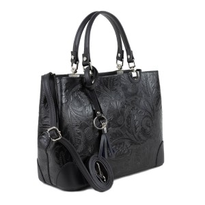 Geanta piele neagra imprimeu GF1470