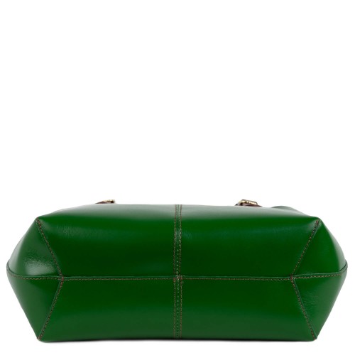 Geanta piele verde cu maro GF1487