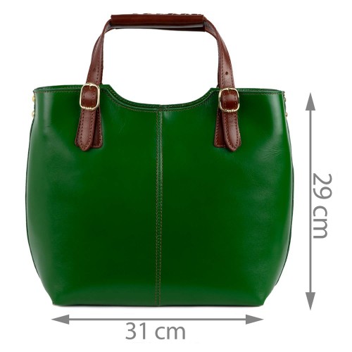 Geanta piele verde cu maro GF1487