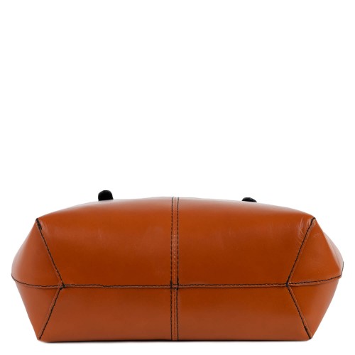 Geanta piele maro ocru cu negru GF1489