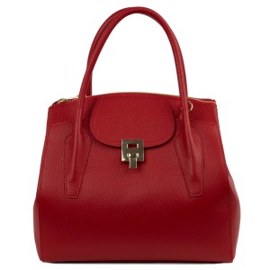Geanta dama piele naturala rosie GF1542