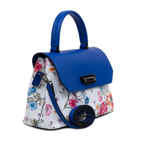 Gentuta dama piele albastru/flori multicolor GF1570
