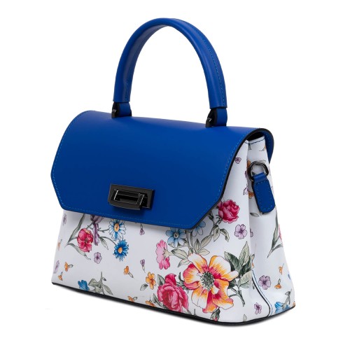 Gentuta dama piele albastru/flori multicolor GF1570