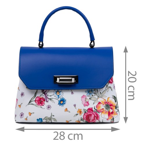 Gentuta dama piele albastru/flori multicolor GF1570