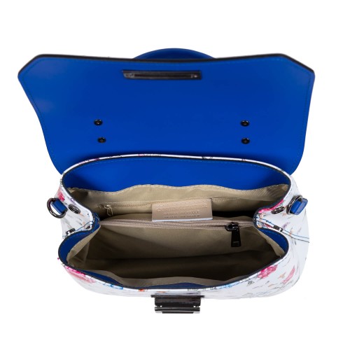 Gentuta dama piele albastru/flori multicolor GF1570