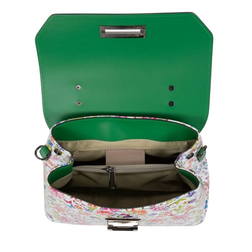 Geanta dama piele verde/flori multicolor GF1571
