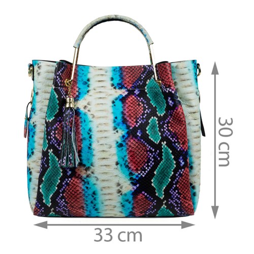 Geanta piele imprimeu sarpe multicolor GF1603