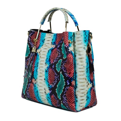 Geanta piele imprimeu sarpe multicolor GF1603