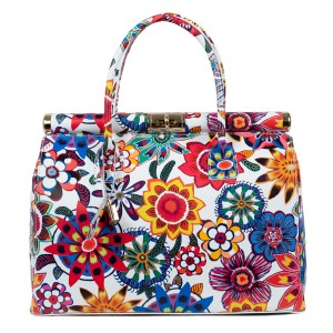 Geanta piele flori mari multicolor GF1605