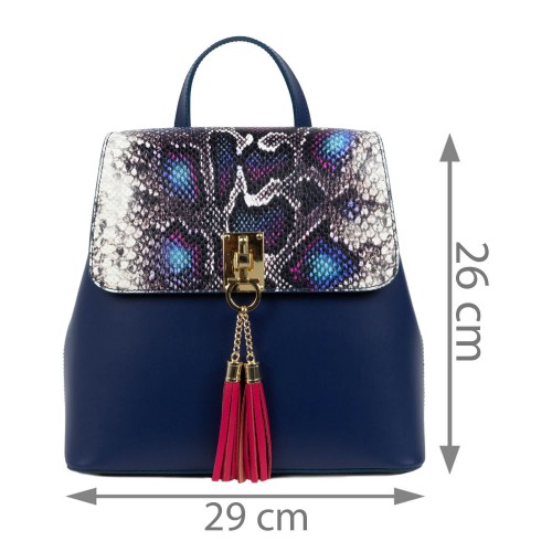 Rucsac piele bleumarin imprimeu sarpe GF1636