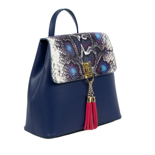 Rucsac piele bleumarin imprimeu sarpe GF1636