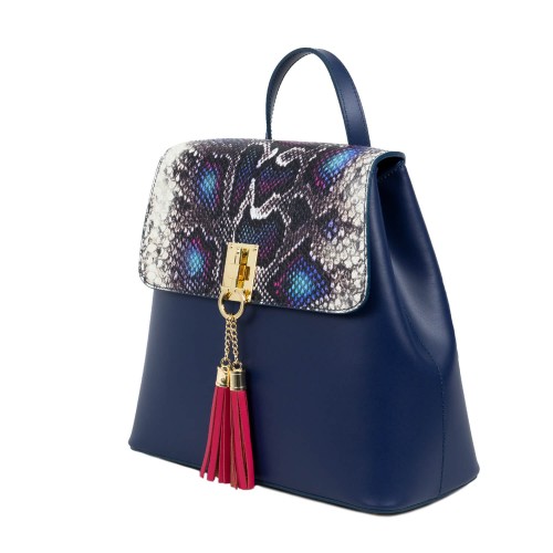Rucsac piele bleumarin imprimeu sarpe GF1636
