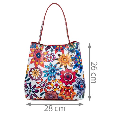 Geanta piele imprimeu floral multicolor GF1662