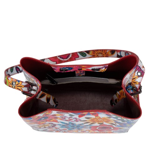 Geanta piele imprimeu floral multicolor GF1662