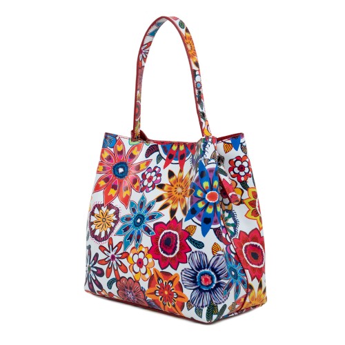 Geanta piele imprimeu floral multicolor GF1662