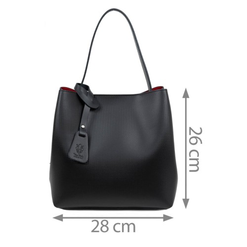 Geanta piele imprimeu negru GF1680