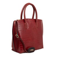 Geanta piele imprimeu crocodil rosu inchis GF1788