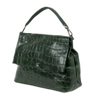Geanta piele imprimeu crocodil/kaki GF1835