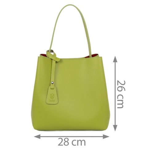 Geanta piele imprimeu verde fistic GF1861