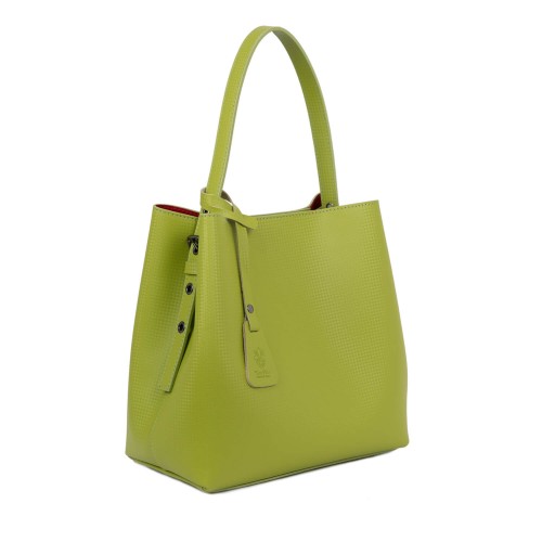 Geanta piele imprimeu verde fistic GF1861