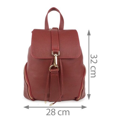 Rucsac piele naturala rosu inchis GF896