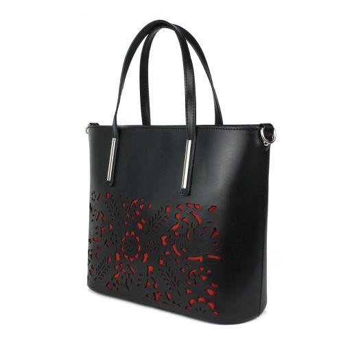 Geanta piele neagra imprimeu GF915