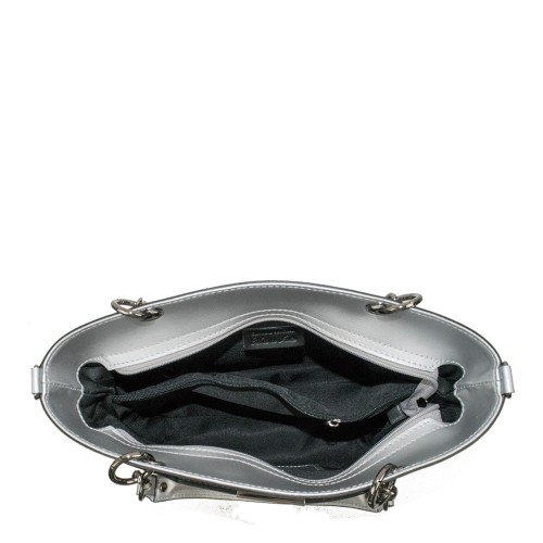 Geanta piele argintie imprimeu GF928