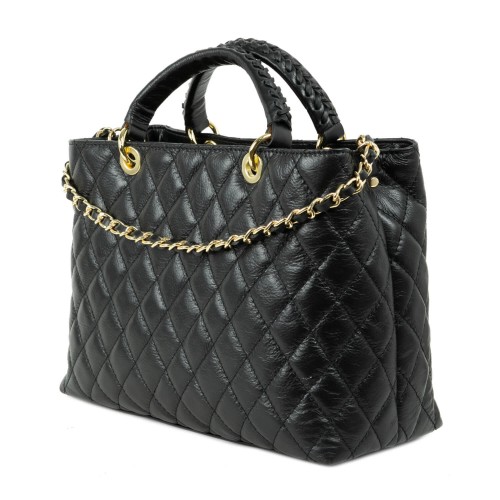 Geanta piele neagra matlasata GF941