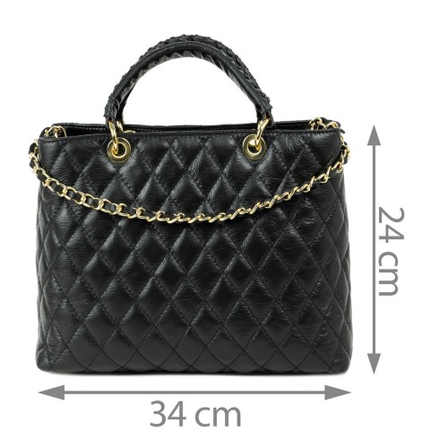 Geanta piele neagra matlasata GF941