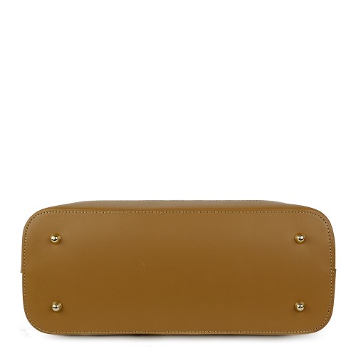Geanta piele maro camel imprimeu GF995