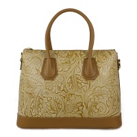 Geanta piele maro camel imprimeu GF995