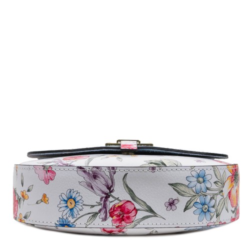 Gentuta piele alba imprimeu floral mare GF1670