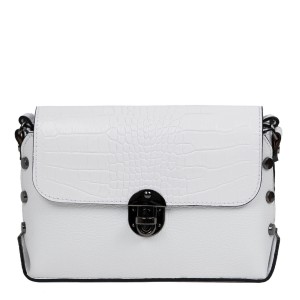 Gentuta piele alba cu imprimeu crocodil GF2471