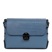Gentuta piele albastru prafuit cu imprimeu crocodil GF2475