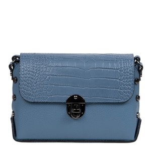 Gentuta piele albastru prafuit cu imprimeu crocodil GF2475