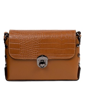 Gentuta piele maro cu imprimeu crocodil GF2476