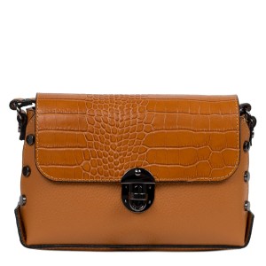 Gentuta piele maro deschis cu imprimeu crocodil GF2477