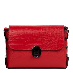 Gentuta piele rosie cu imprimeu crocodil GF2480