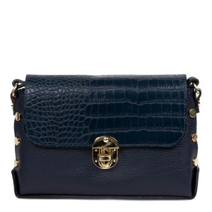 Gentuta piele bleumarin cu imprimeu crocodil GF2482