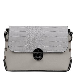 Gentuta piele gri deschis cu imprimeu crocodil GF2484