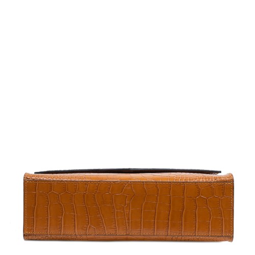 Gentuta piele maro deschis imprimeu crocodil GF2852