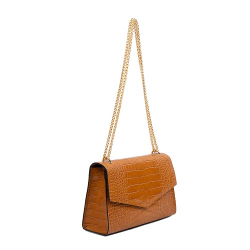Gentuta piele maro deschis imprimeu crocodil GF2852