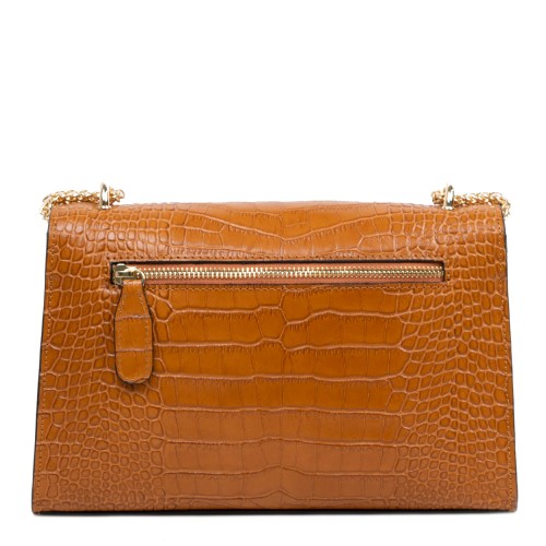 Gentuta piele maro deschis imprimeu crocodil GF2852