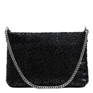 Gentuta piele tip plic neagra animal print GF2940