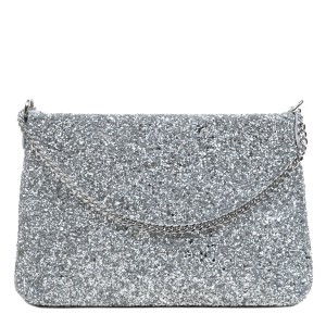 Gentuta piele tip plic cu glitter argintiu GF3082
